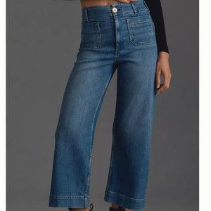 The Colette Denim Cropped Wide-Leg Jeans by Maeve